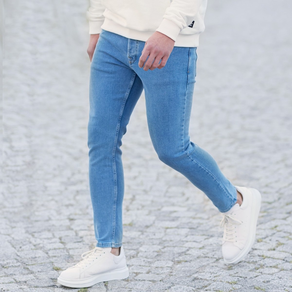 Men's Basic Skinny Jeans In Ice Blue | Martin Valen