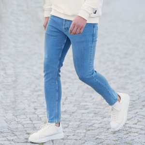 Men's Basic Skinny Jeans In Ice Blue - 2