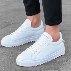 Men's Notch-Sole Sneakers In Full White