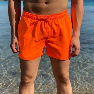 Men's Swimming Short In Neon Orange - 1
