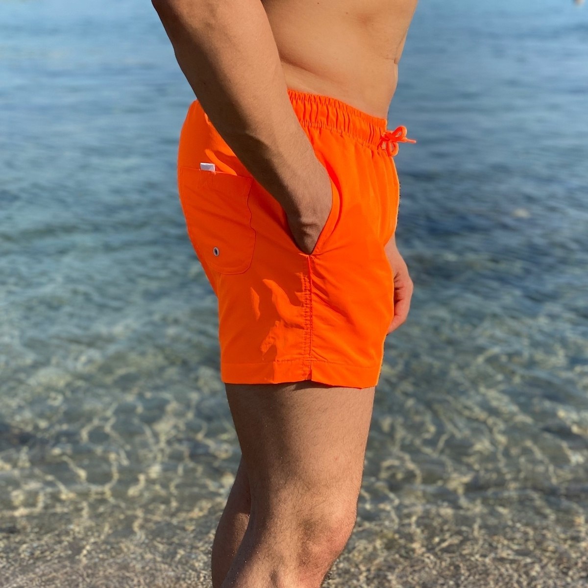 Men's Swimming Short In Neon Orange - 3