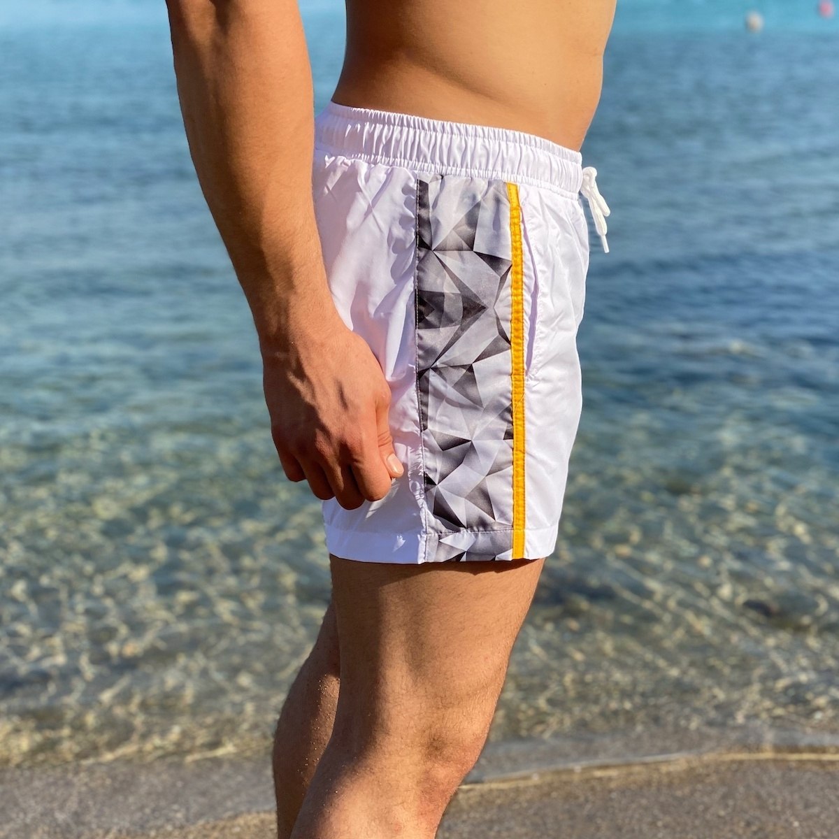 Men's Swimming Short With Geometric Lines