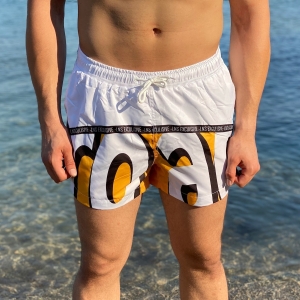 Men's Swimming Short With Text Detail - 1