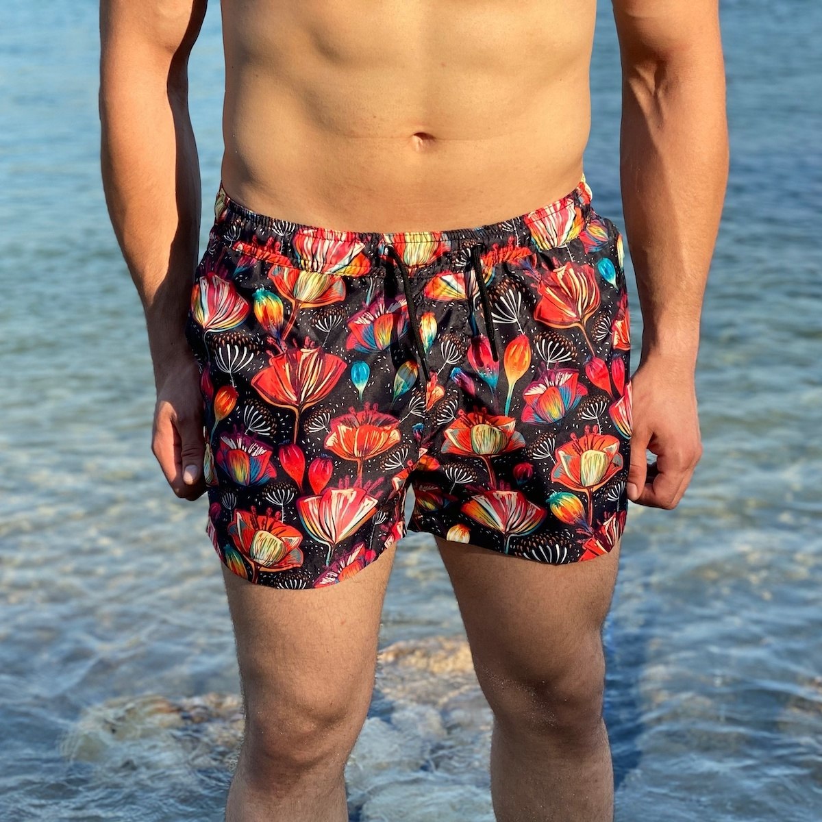 Men's Swimming Short With Floral Patterns - 1