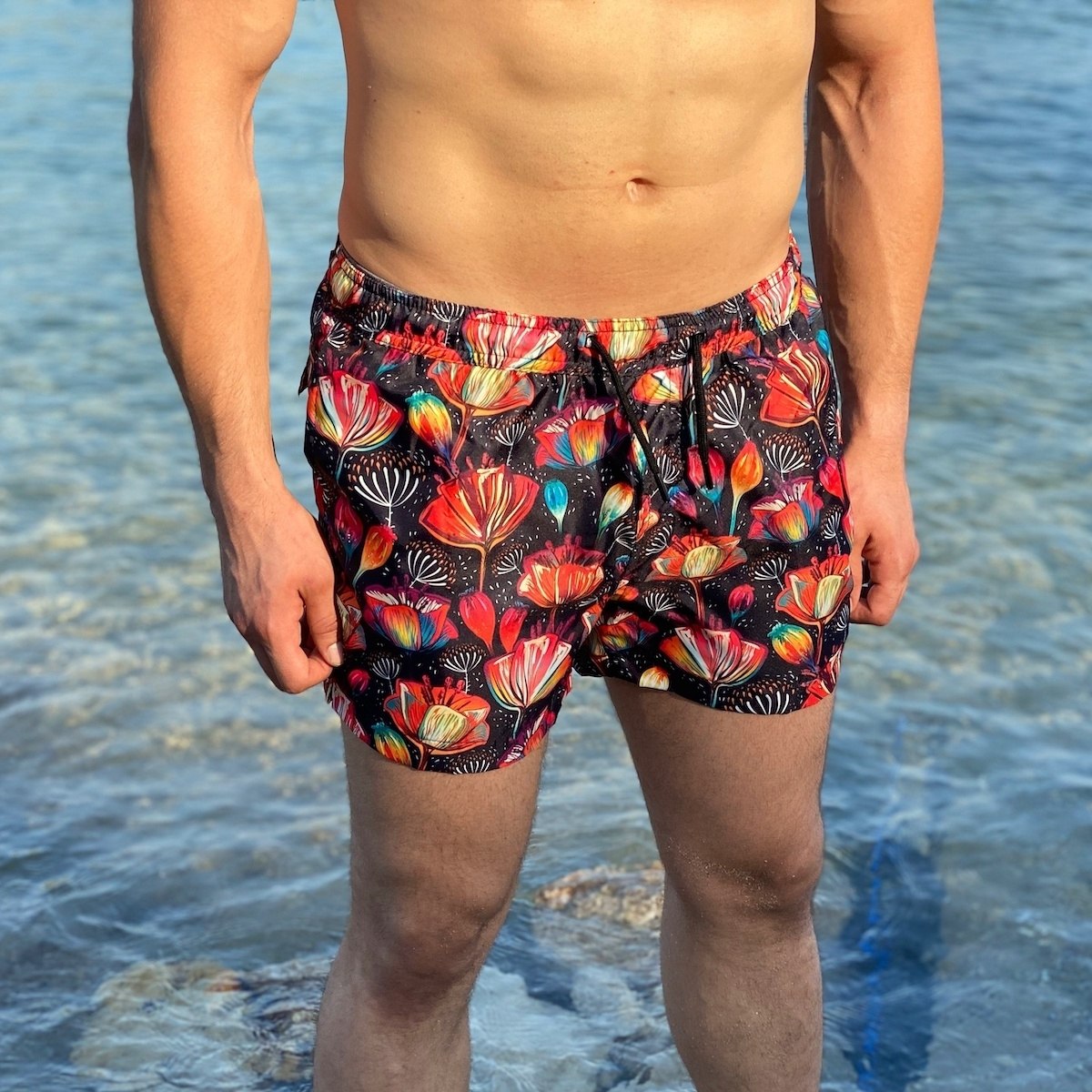 Men's Swimming Short With Floral Patterns - 2