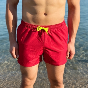 Men's Swimming Short In Neon Red - 1