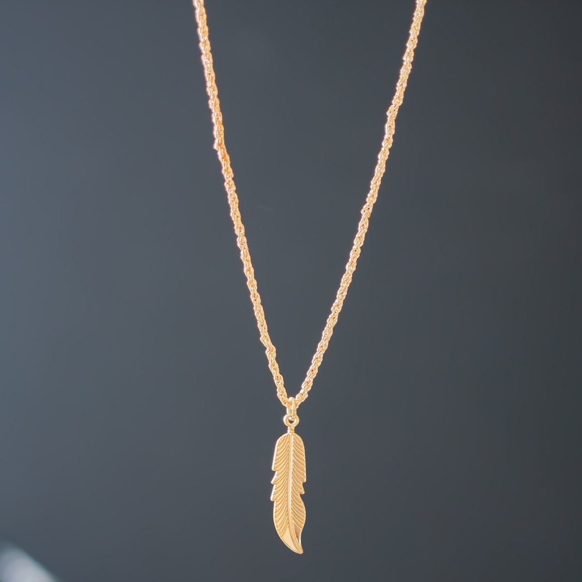 Men's Gold Feather Necklace