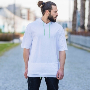 Men's Double-Tailed Hoodie In Neon-White