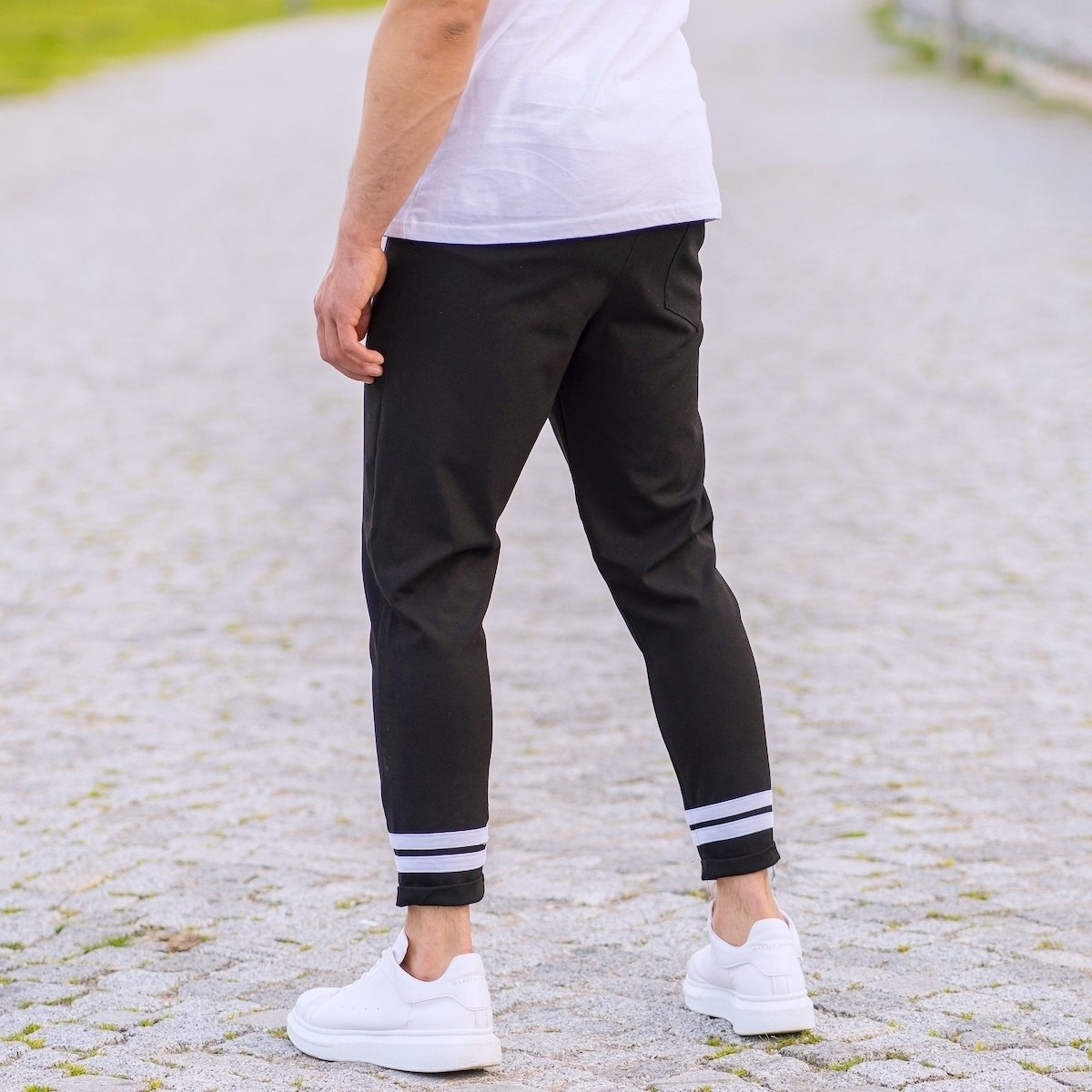 Double-Striped Jogger Trousers In Black
