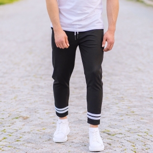 Double-Striped Jogger Trousers In Black - 1