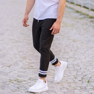 Double-Striped Jogger Trousers In Black