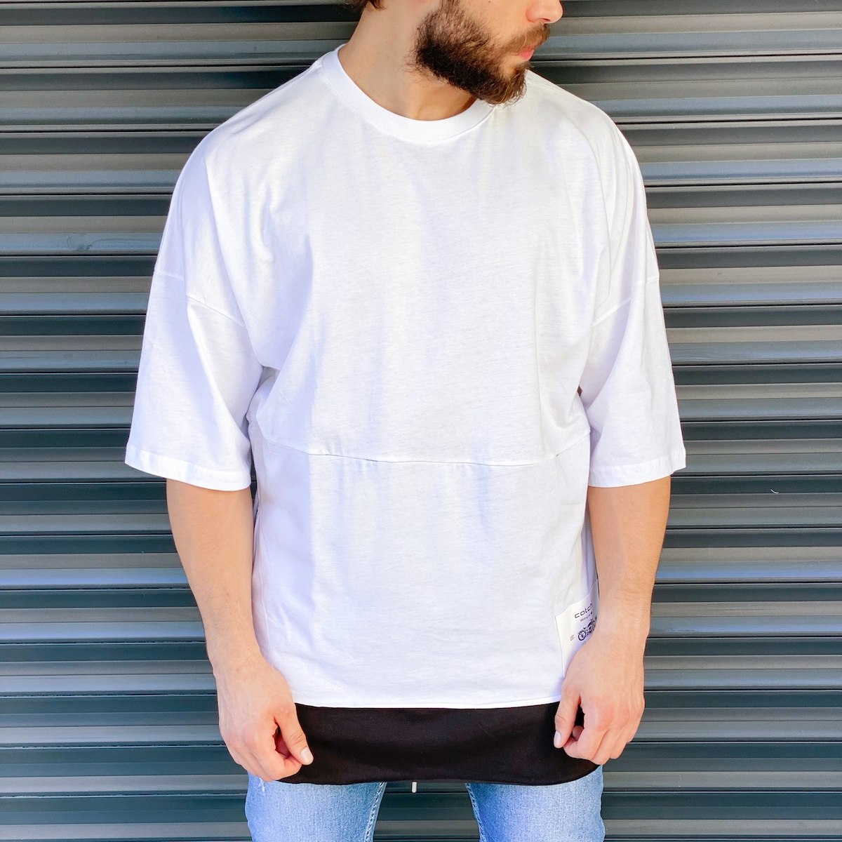 Men's Double Tailed Oversize T-Shirt In White