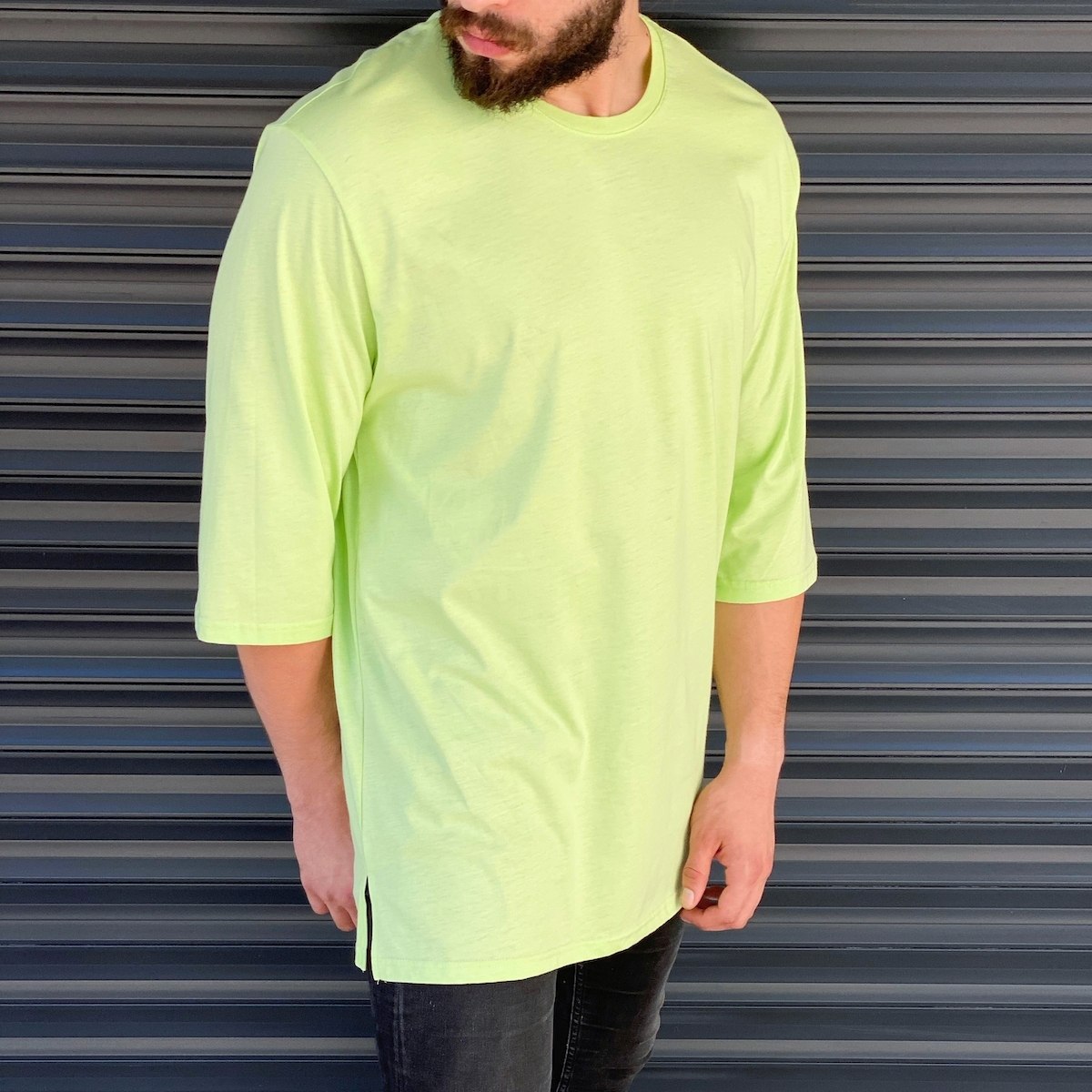 Men's Oversize T-Shirt In Neon Green - 2