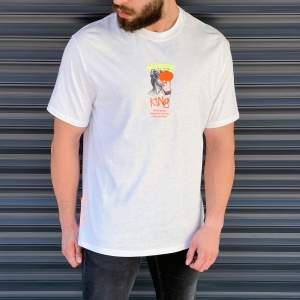 Herren Oversize T-Shirt mit Kunstwerk Print in weiß - 2
