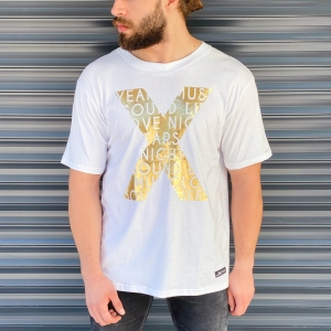 Men's Futuristic Printed T-Shirt In White - 1