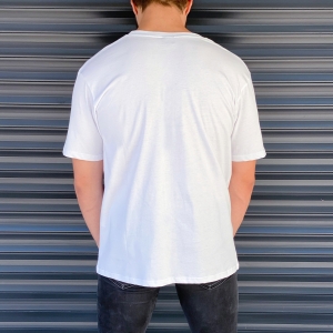 Men's Futuristic Printed T-Shirt In White - 4