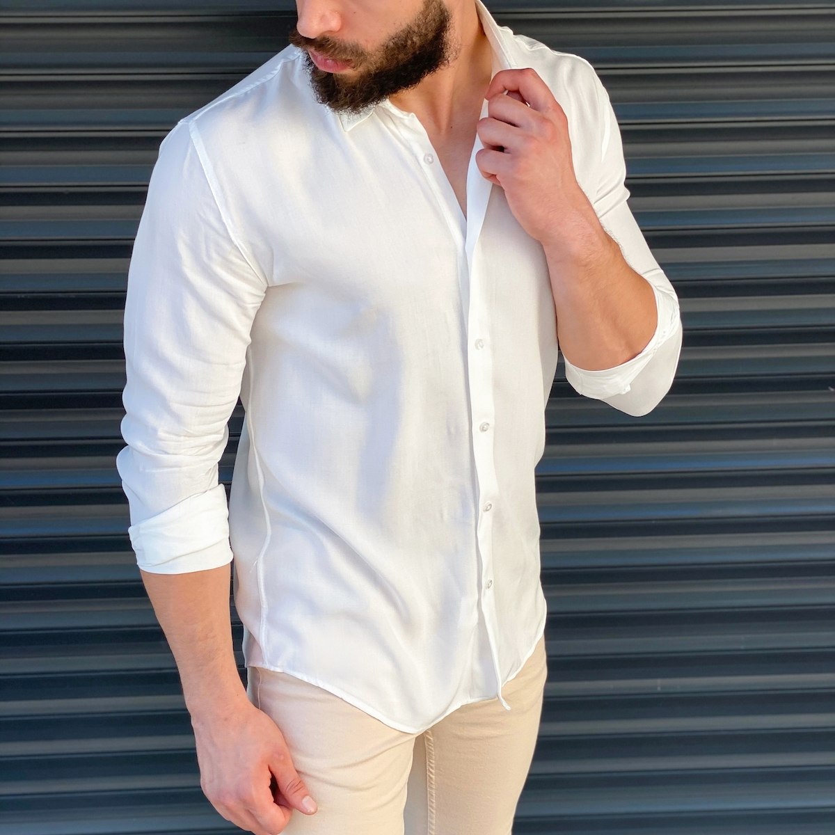 Men's Essential Shirt In White - 4