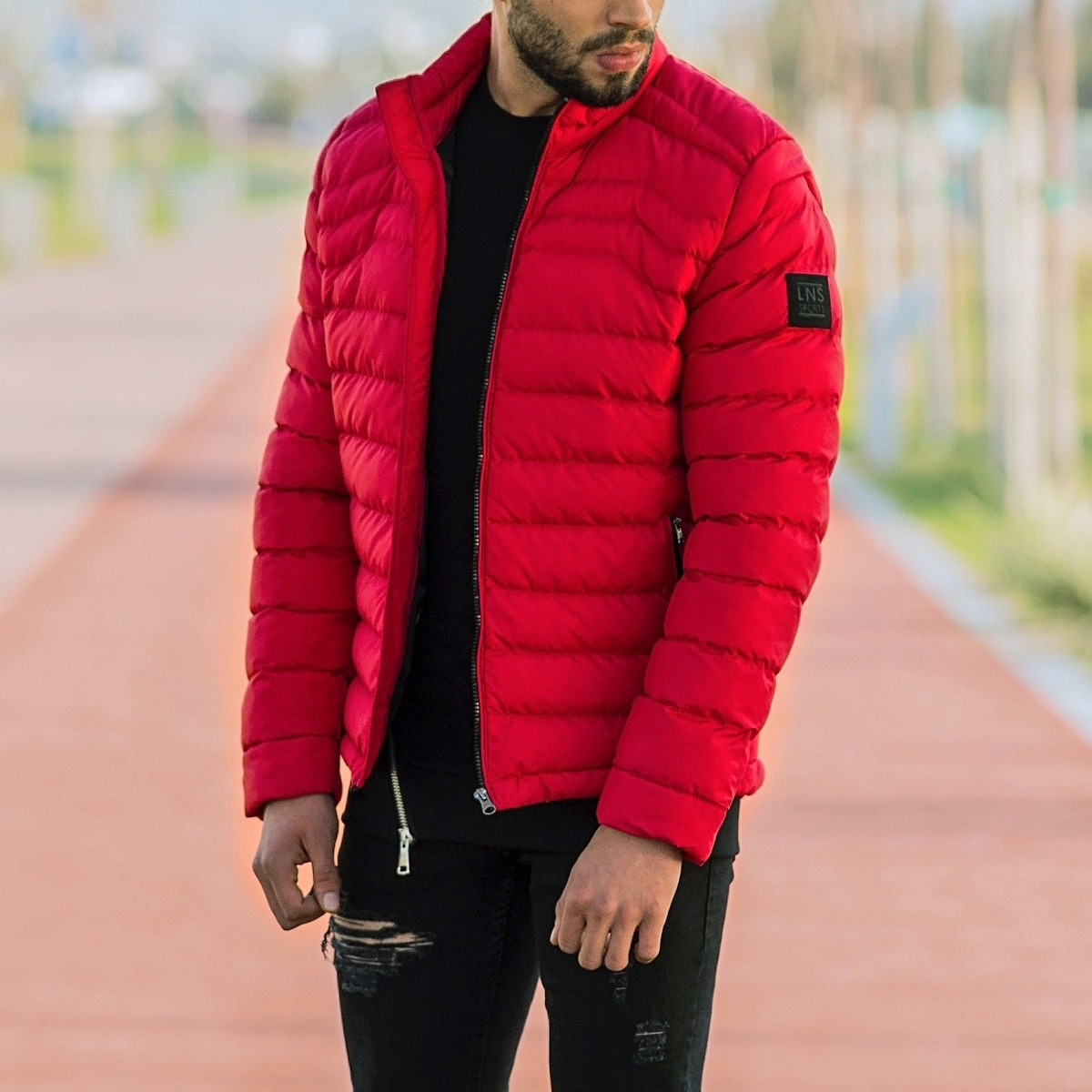Men's Puffer Jacket In Red