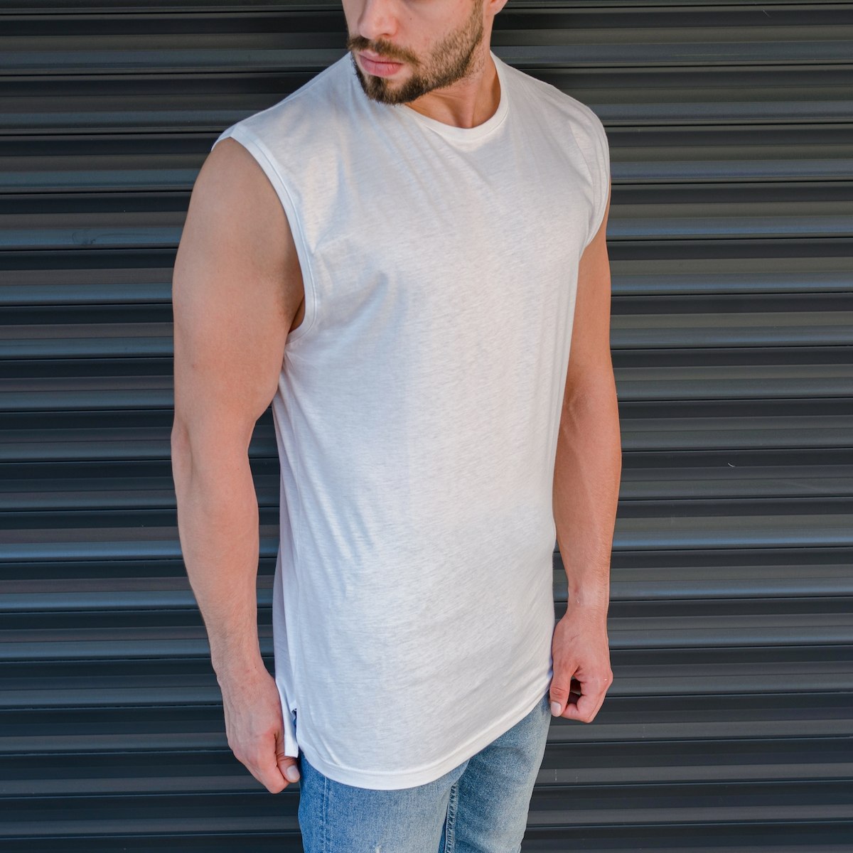 Men's Basic Sleeveless T-Shirt In White | Martin Valen