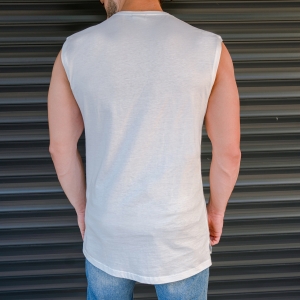 Men's Basic Sleeveless T-Shirt In White - 3
