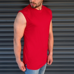 Men's Basic Sleeveless T-Shirt In Red - 2
