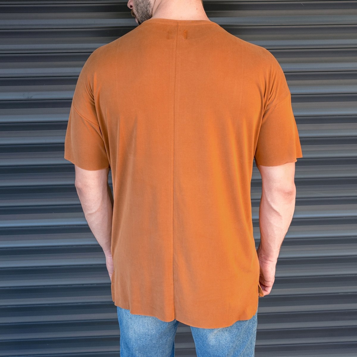 Herren Basic Oversize T-Shirt in braun - 3