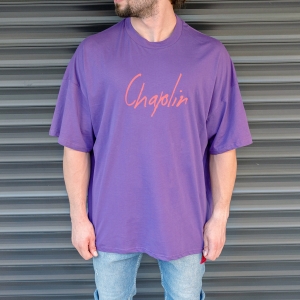 Herren "Chaplin" Super Oversize T-Shirt in lila - 1
