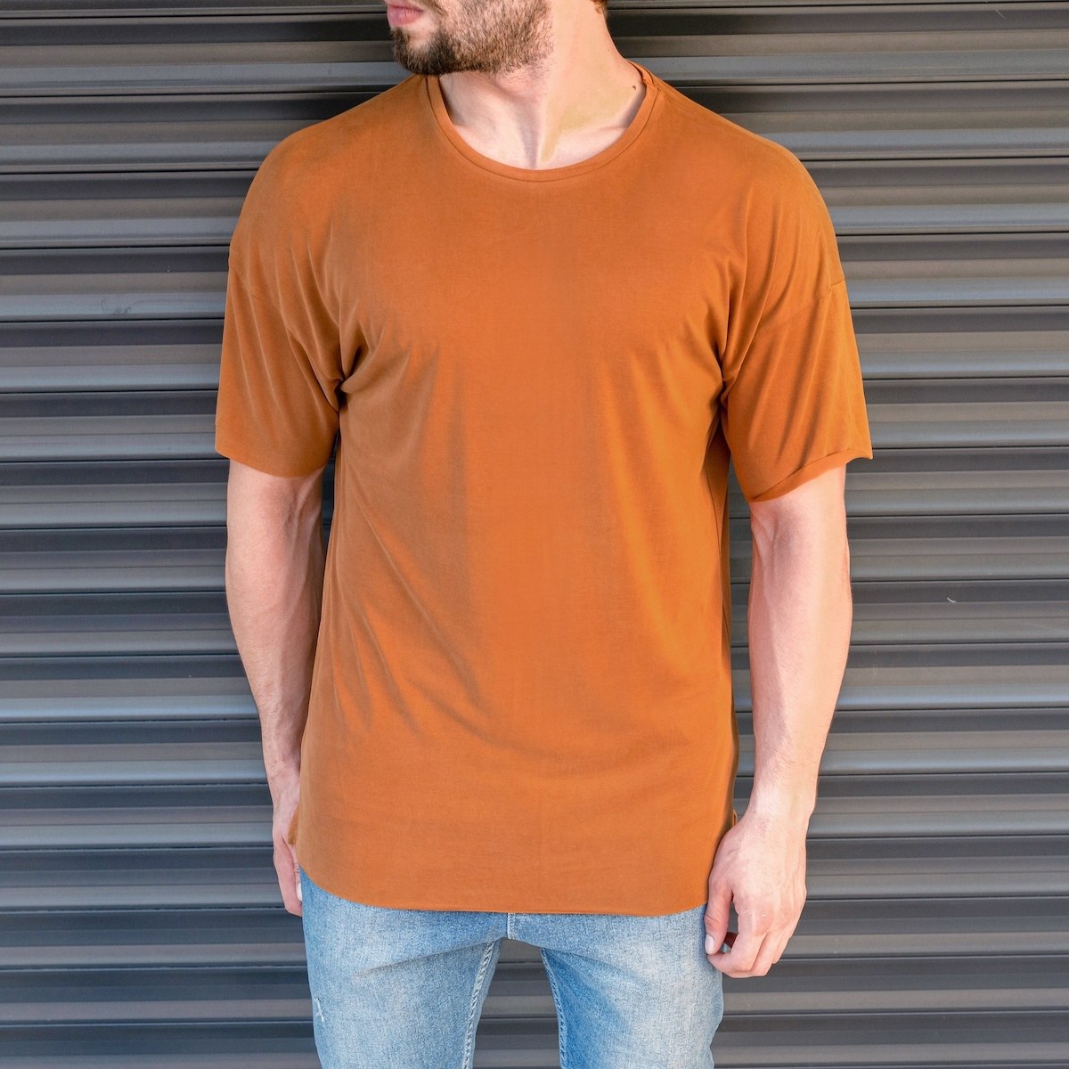Herren Basic Oversize T-Shirt in braun - 1