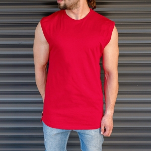 Men's Basic Sleeveless T-Shirt In Red