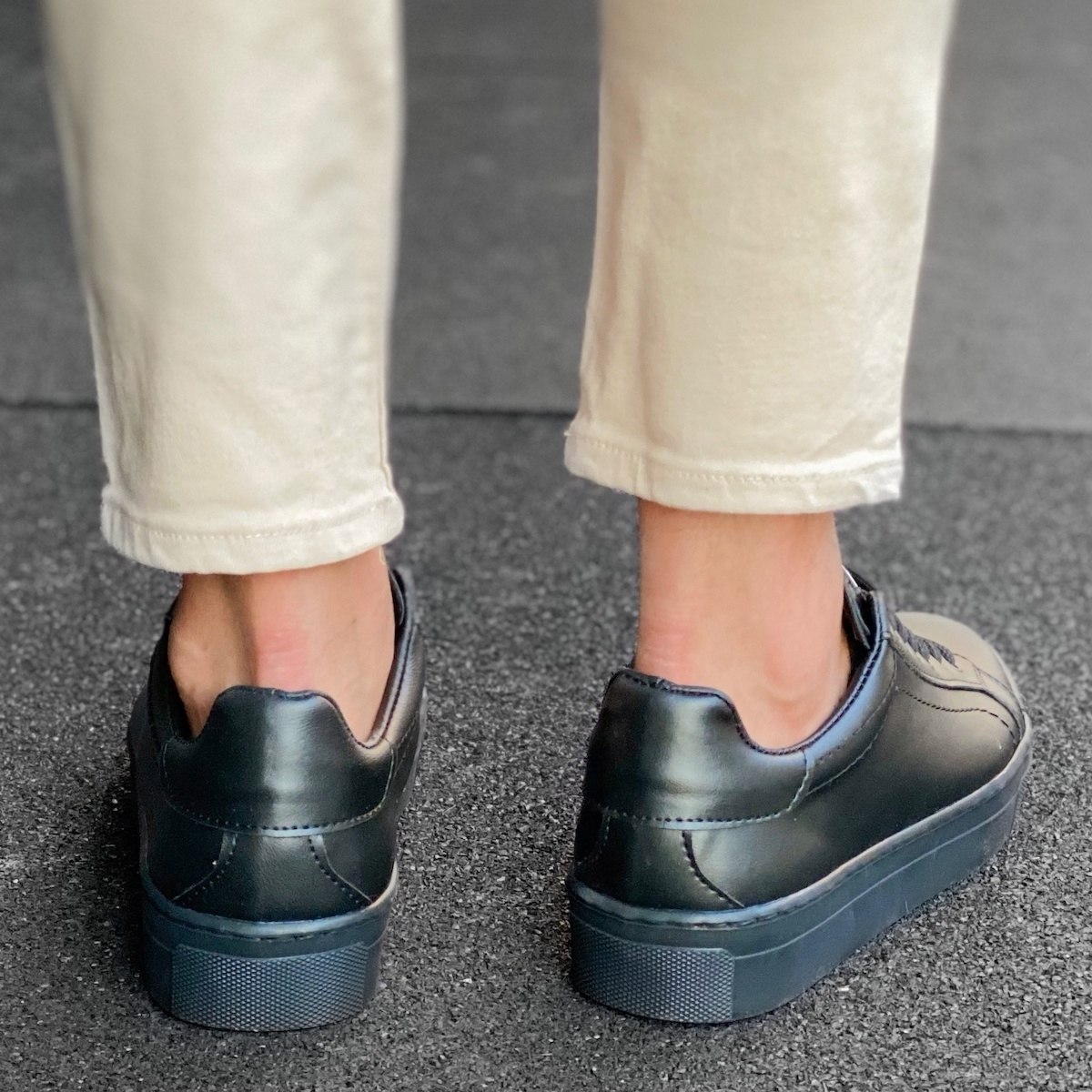 Uomo Basse Casual Sneakers Scarpe Nero - 4
