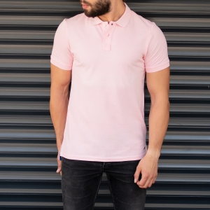 Men's Classic Slim Fit Longline Polo T-Shirt Pink - 1