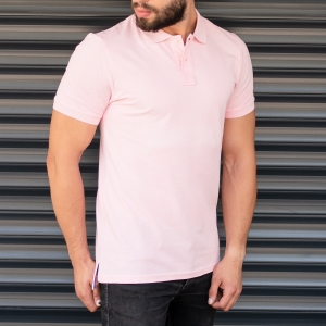 Men's Classic Slim Fit Longline Polo T-Shirt Pink