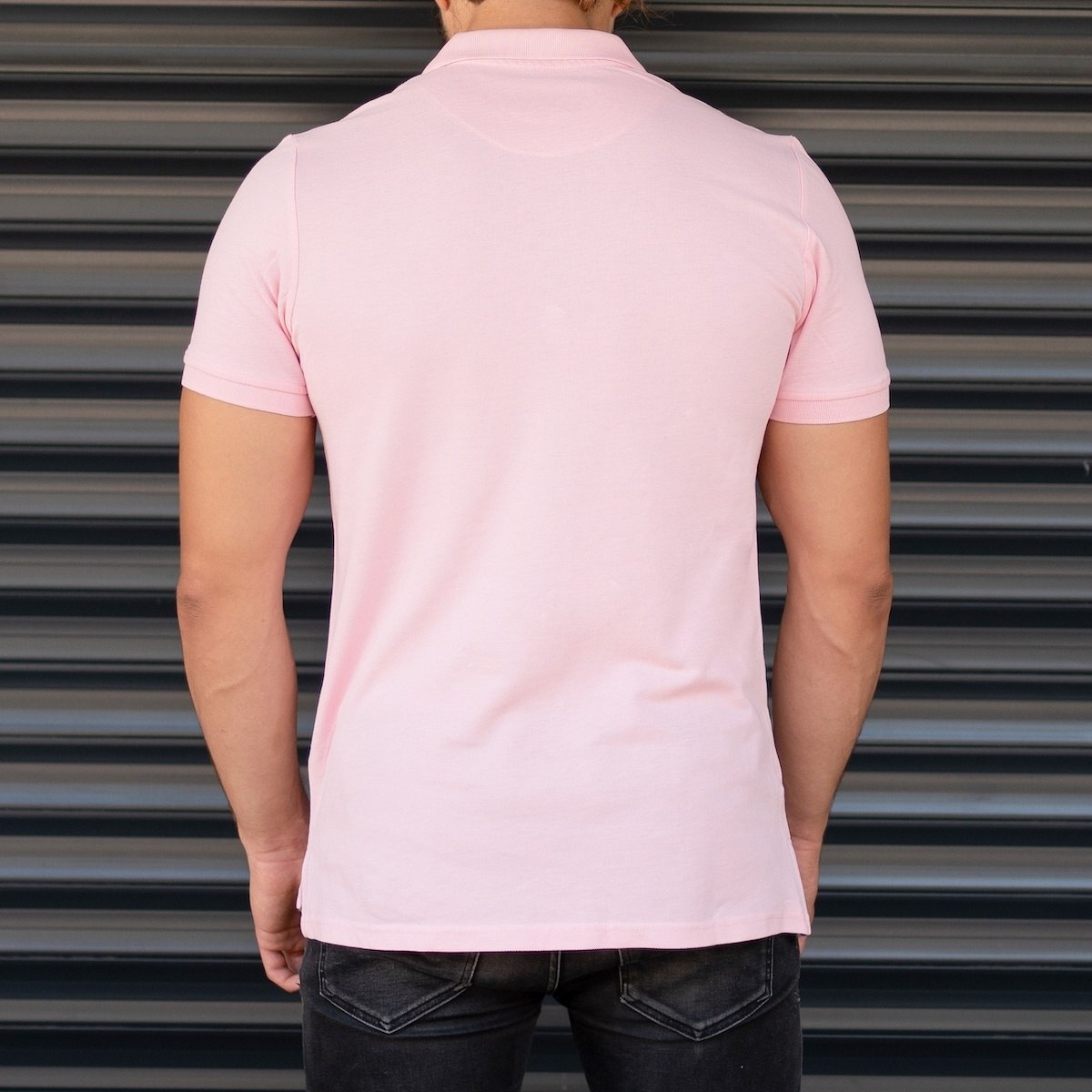 Men's Classic Slim Fit Longline Polo T-Shirt Pink - 3