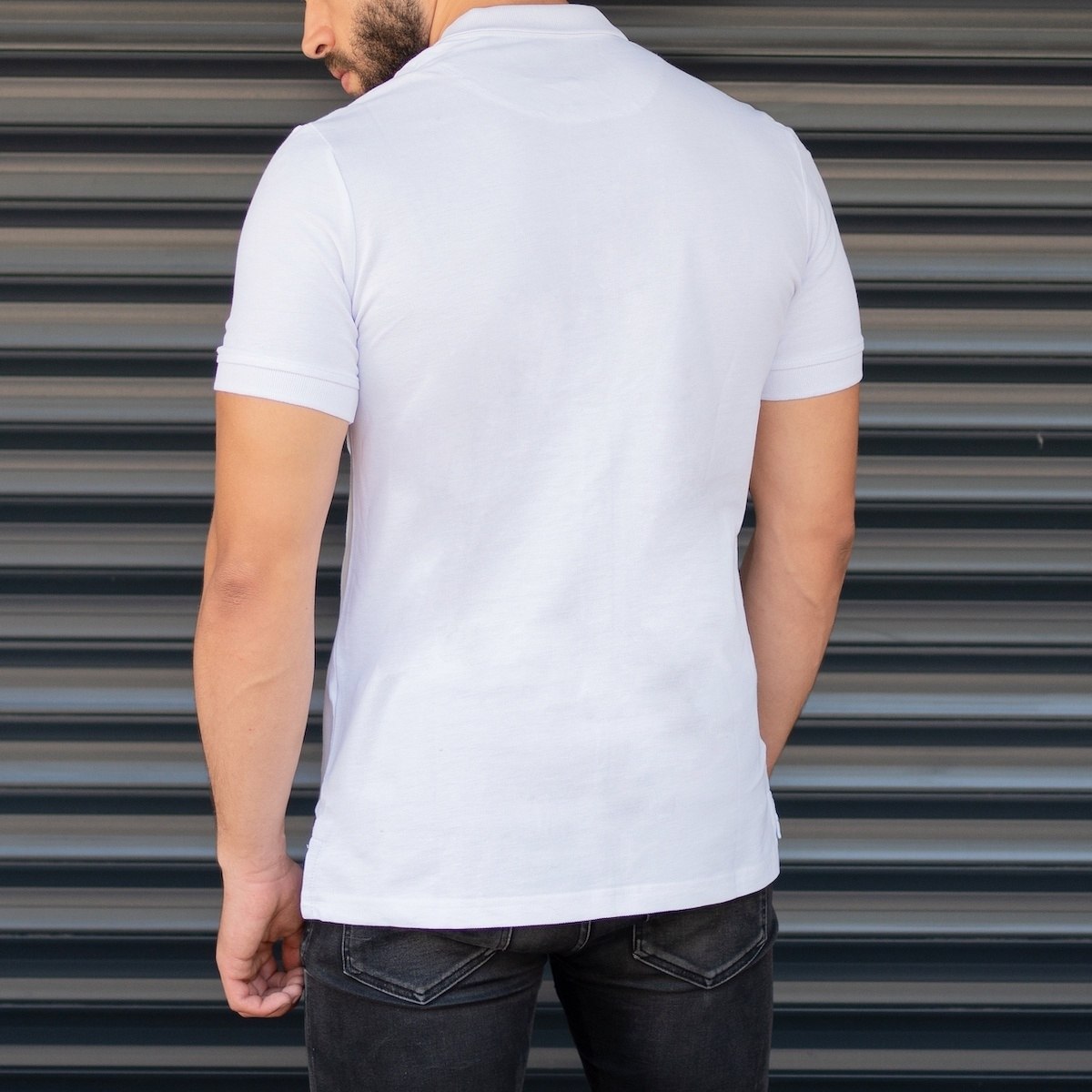 Men's Classic Slim Fit Longline Polo T-Shirt White - 3