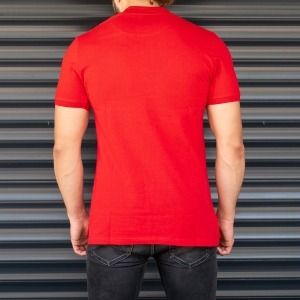 Men's Classic Slim Fit Longline Polo T-Shirt Red