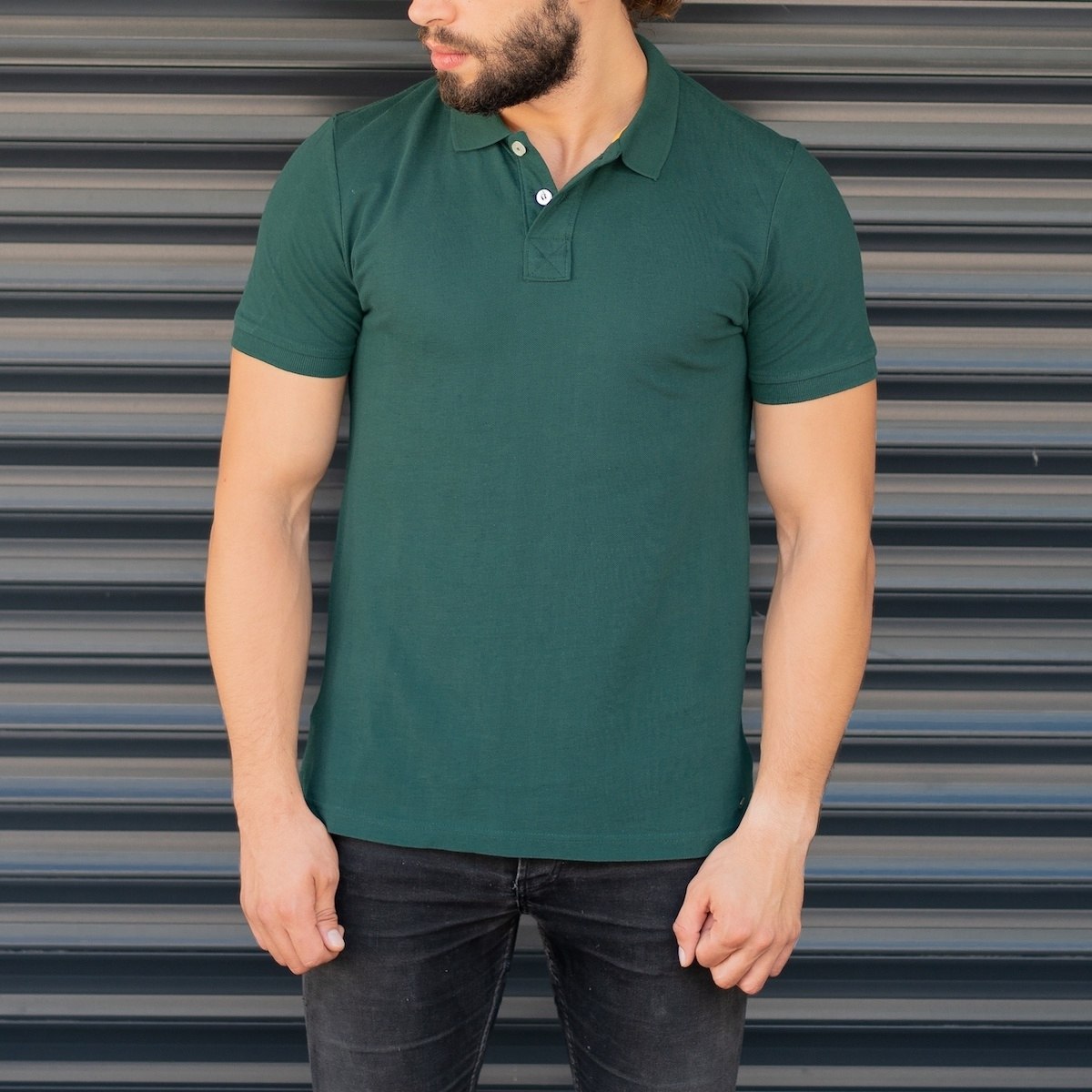 Men's Classic Slim Fit Longline Polo T-Shirt Green - 1