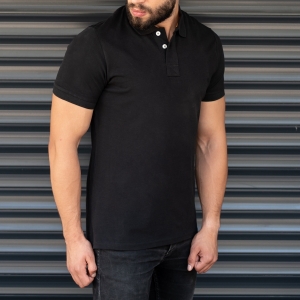 Men's Regular Longline Polo T-Shirt Black