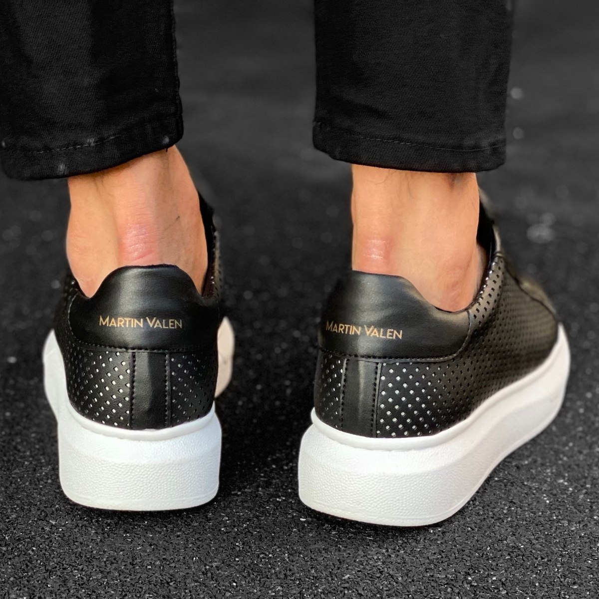 Uomo Designer Rete Sneakers Scarpe Nero | Martin Valen