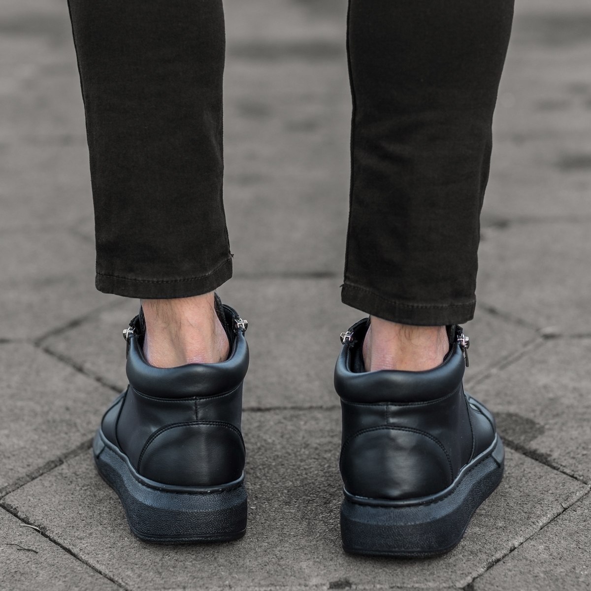 Herren High Top Sneakers Designer Schuhe mit Reissverschluss in schwarz - 5