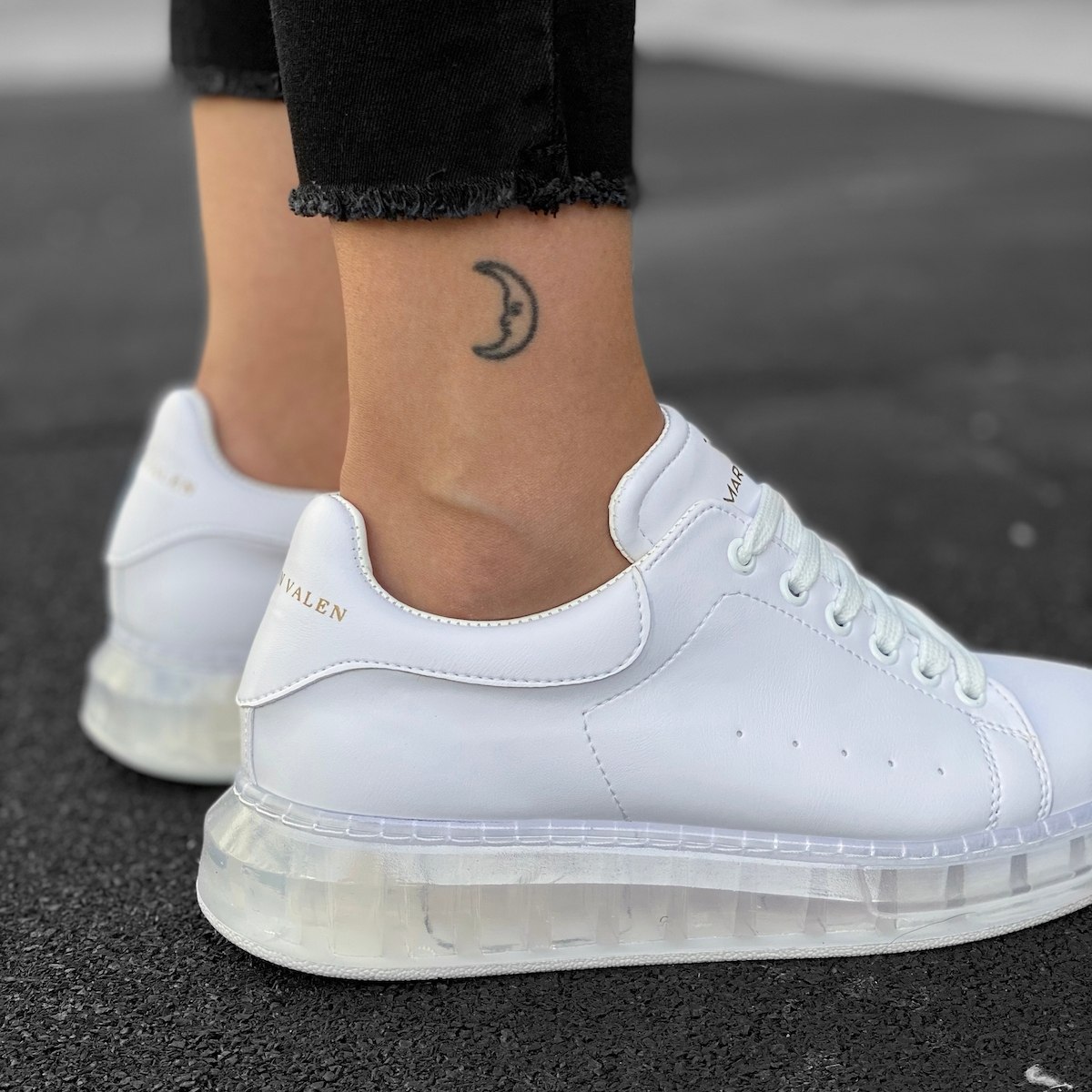Women's O2 Transparent Hype Sole Sneakers In White | Martin Valen