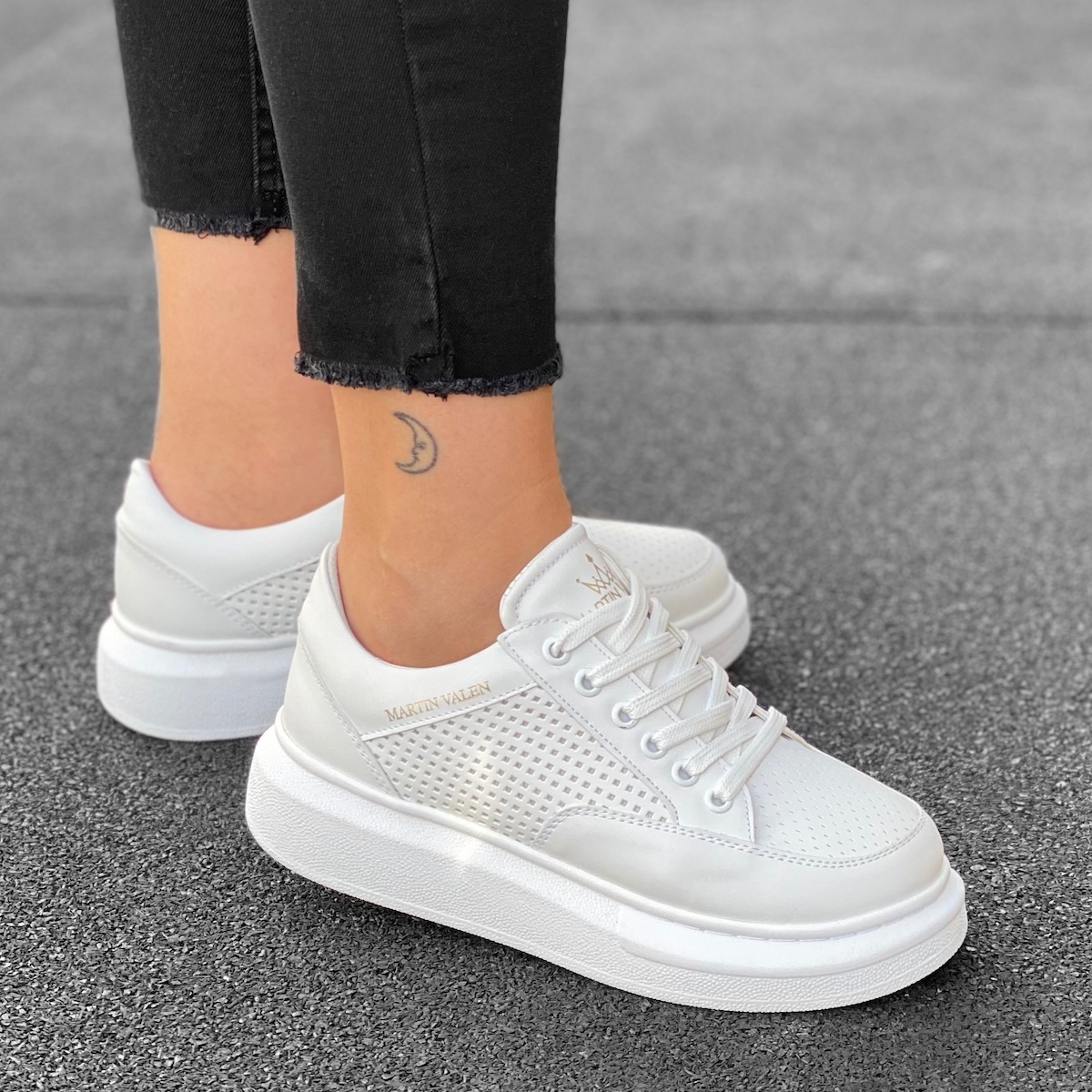 full white sneakers