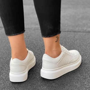 Women's Hype Sole Full Mesh Sneakers In Full White