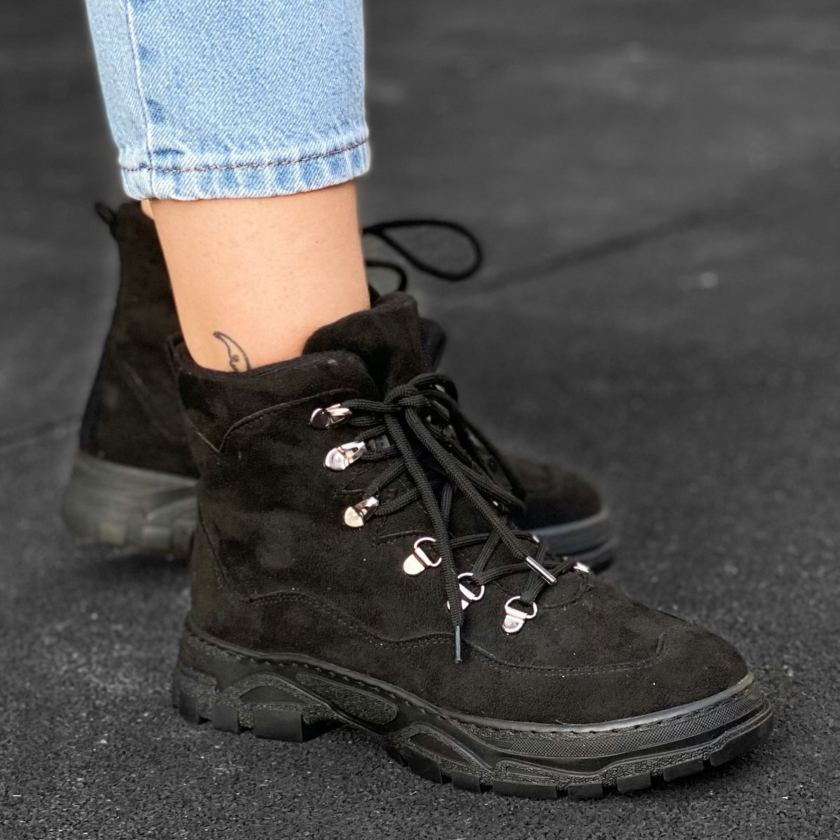 Women's Nubuck Textured Boots In Black - 1
