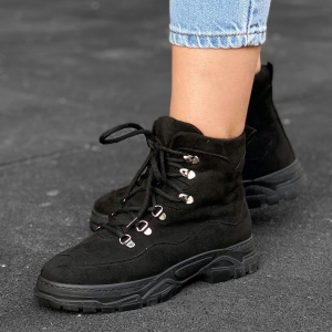 Women's Nubuck Textured Boots In Black - 3