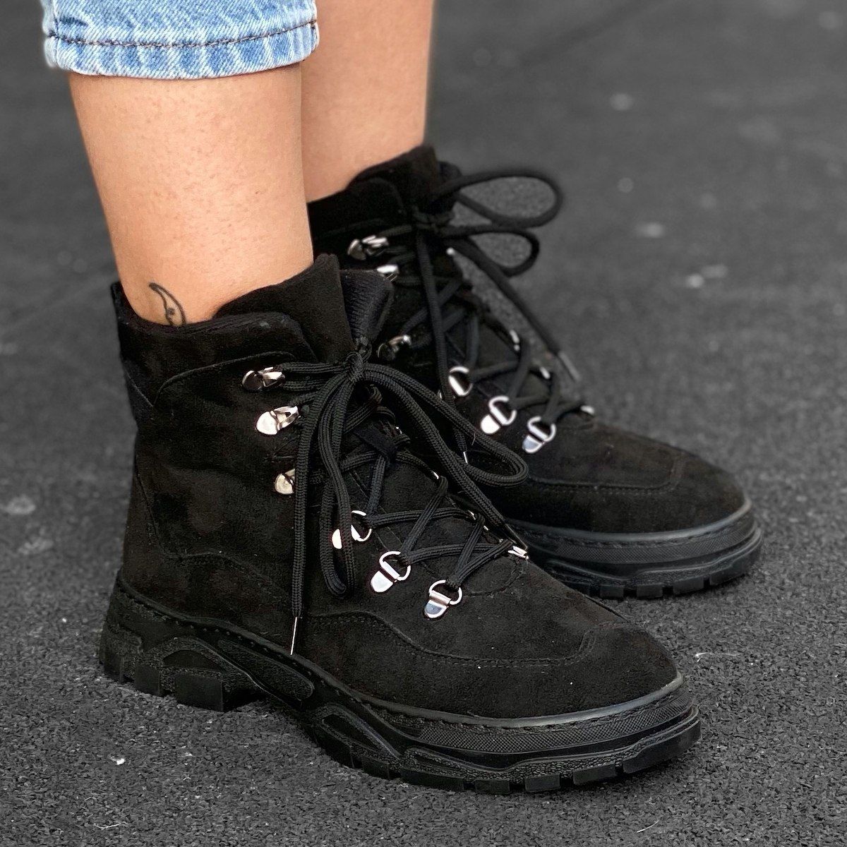 Women's Nubuck Textured Boots In Black - 4