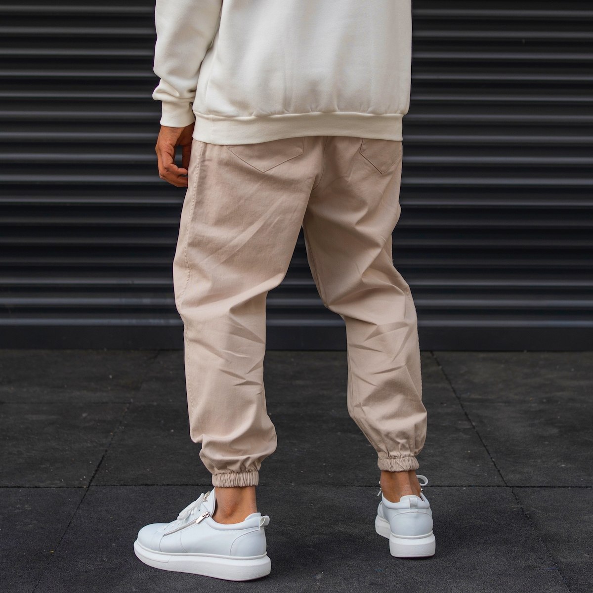 Men's Joggers With Text Details In Beige - 5