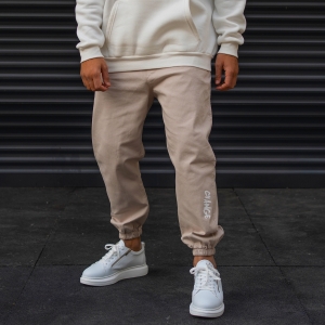 Men's Joggers With Text Details In Beige - 1