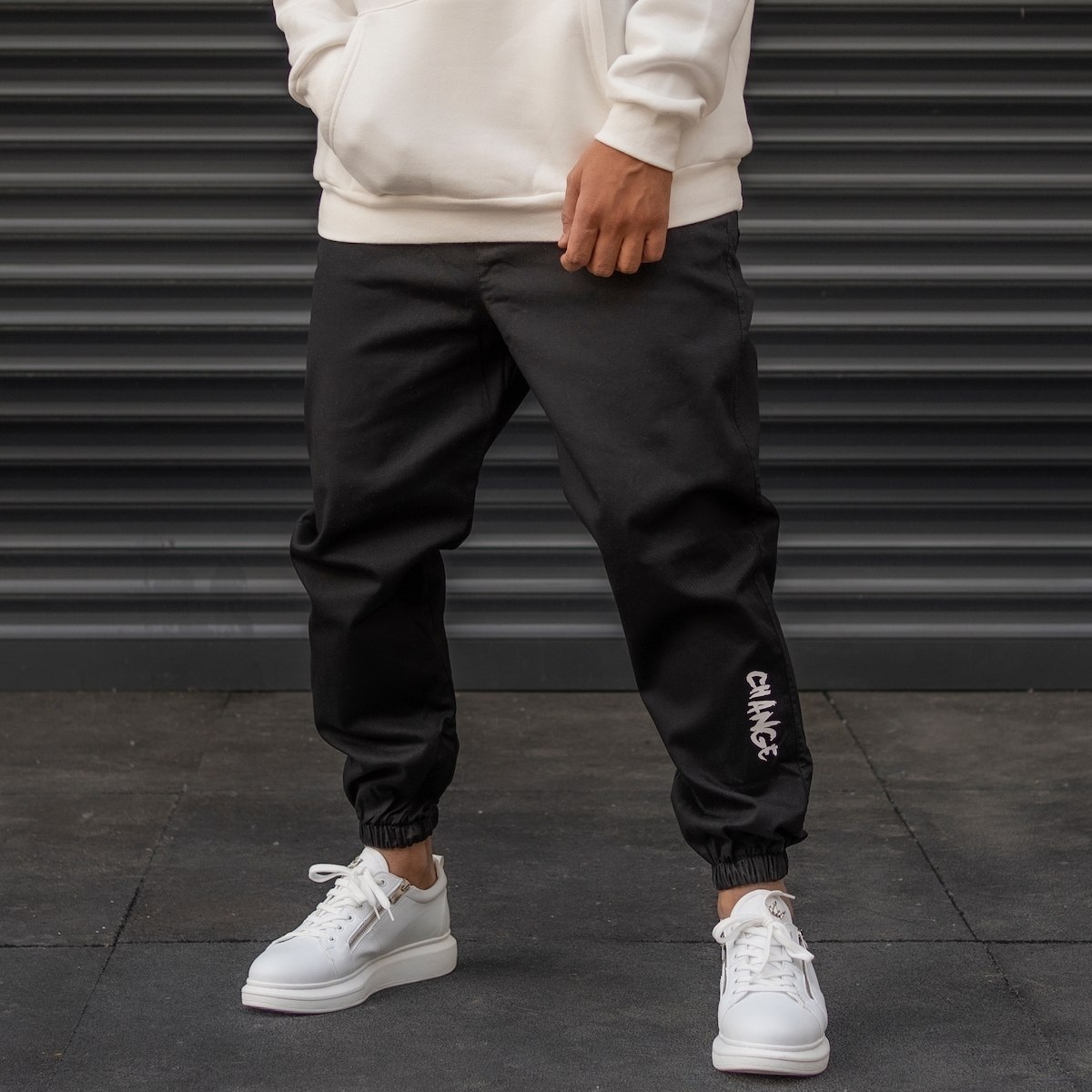 Men's Joggers With Text Details In Black - 2