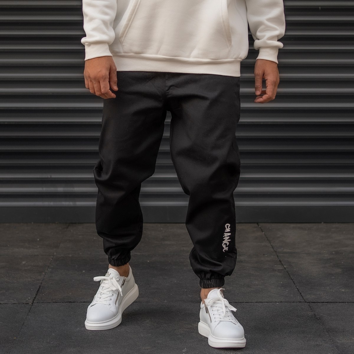Men's Joggers With Text Details In Black - 4