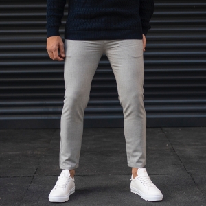 Men's Basic Plain Trousers In Gray - 1
